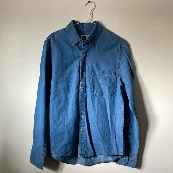 men’s 100 cotton Denim Button Down Small 20.5” - Picture 1 of 6
